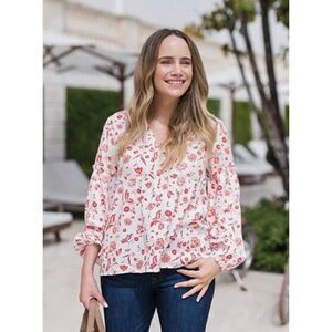 Grace Atwood x The Drop Floral Blouse Long Sleeve Balloon Size Large